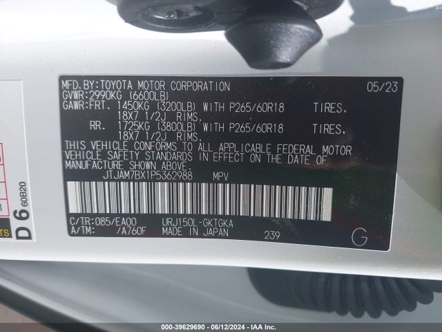 JTJAM7BX1P5362988 Lexus 460 Premium