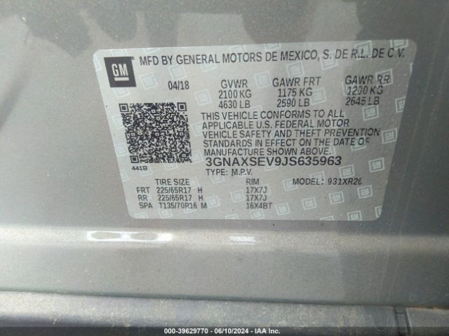3GNAXSEV9JS635963 Chevrolet EQUINOX LT