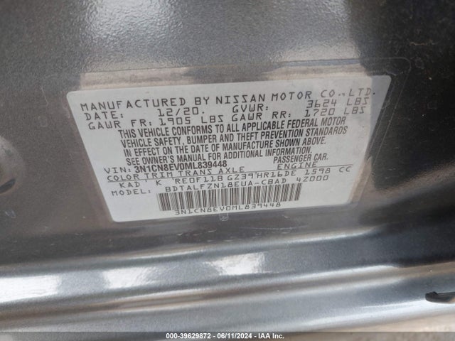 Nissan Versa Sv Xtronic Cvt 2021 3N1CN8EV0ML839448 Image 9