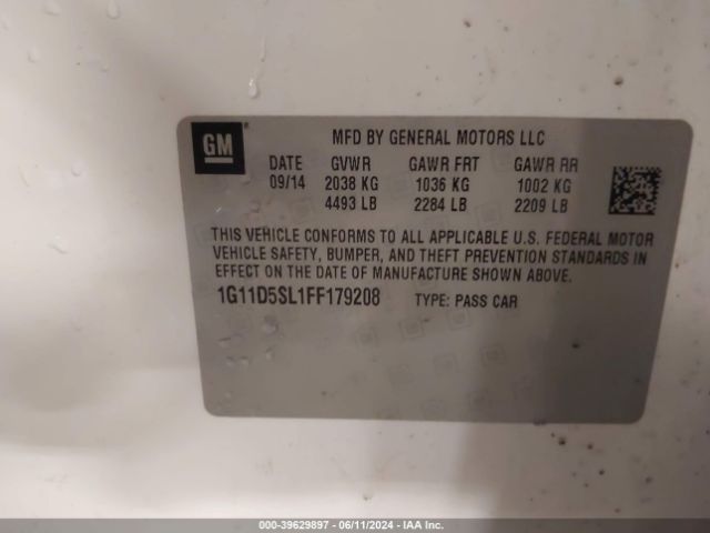 1G11D5SL1FF179208 Chevrolet MALIBU 2LT