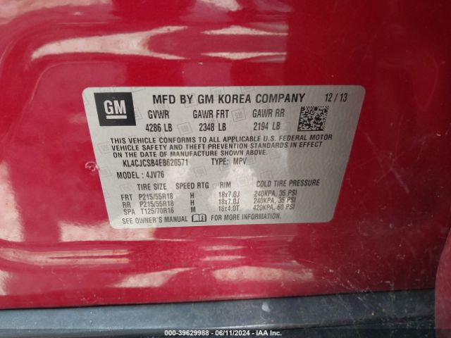 KL4CJCSB4EB626571 Buick Encore Leather