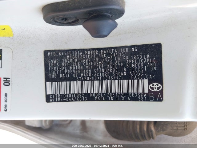 Toyota Corolla S Plus 2015 5YFBURHEXFP316747 Image 9