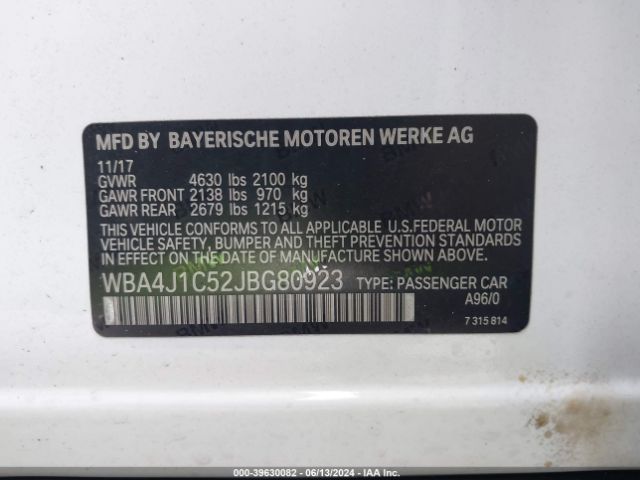 WBA4J1C52JBG80923 BMW 430i Gran Coupe