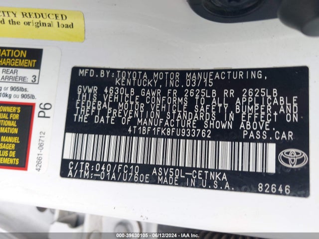 Toyota CAMRY LE 2015 4T1BF1FK8FU933762 Image 9