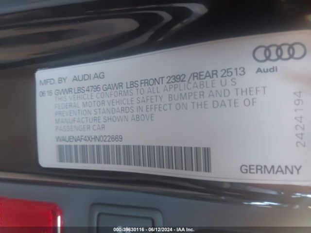 WAUENAF4XHN022669 Audi A4 2.0t Premium