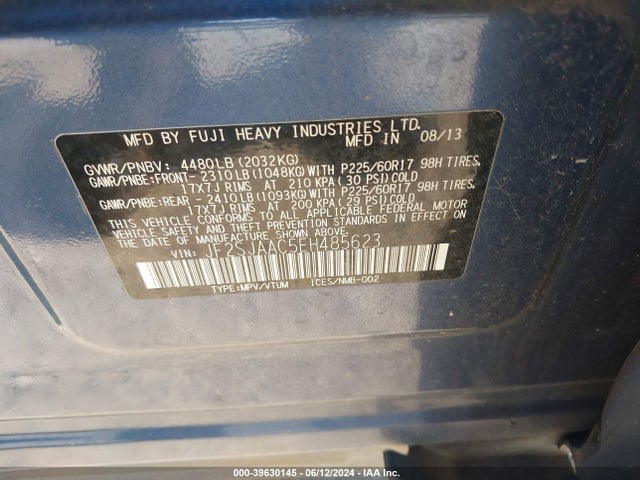 Subaru Forester 2.5i 2014 JF2SJAAC5EH485623 Image 9
