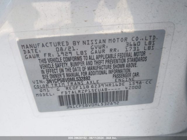 3N1CP5BV0ML532892 Nissan Kicks S Xtronic Cvt