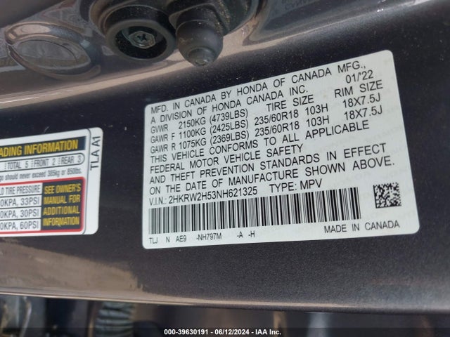 Honda Cr-v Awd Ex 2022 2HKRW2H53NH621325 Image 9