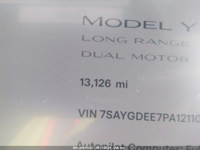 7SAYGDEE7PA121100 Tesla Model Y Awd/long Range Dual Motor All-wheel Drive