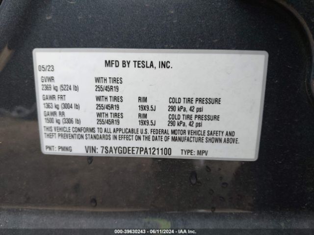 7SAYGDEE7PA121100 Tesla Model Y Awd/long Range Dual Motor All-wheel Drive
