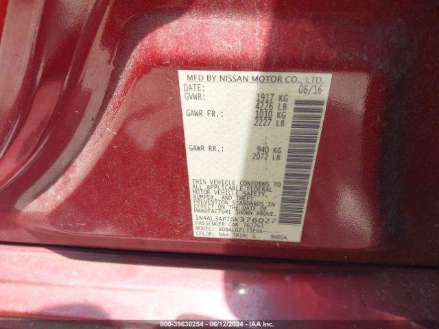 1N4AL3AP7GN376027 Nissan Altima 2.5/2.5 S/2.5 Sl/2.5 Sr/2.5 Sv