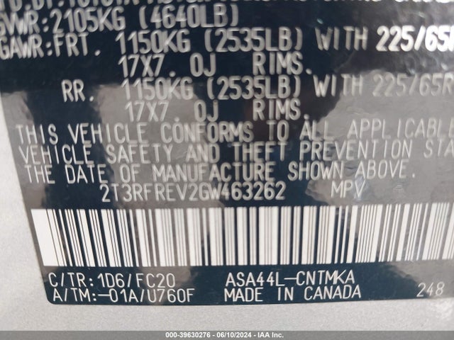 Toyota Rav4 Xle 2016 2T3RFREV2GW463262 Image 9