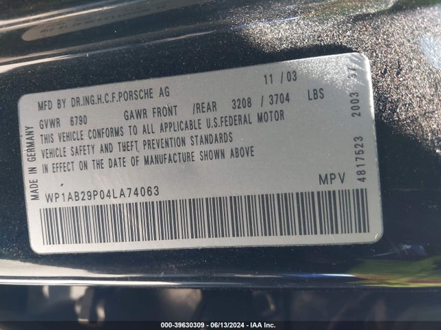 2004 PORSCHE CAYENNE WP1AB29P04LA74063 Photo 8