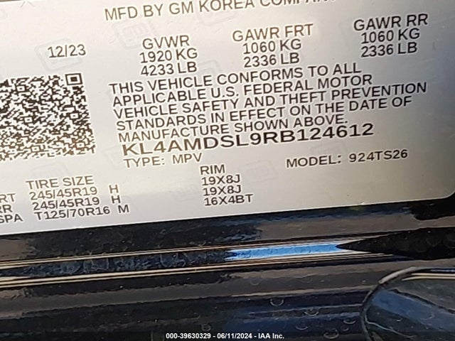 KL4AMDSL9RB124612 Buick Encore Gx Sport Touring Fwd