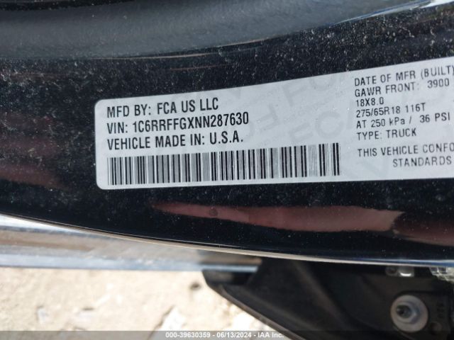 1C6RRFFGXNN287630 RAM 1500 Big Horn  4x4 5'7 Box
