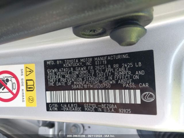 58ABZ1B11KU030750 Lexus Es 350 Luxury