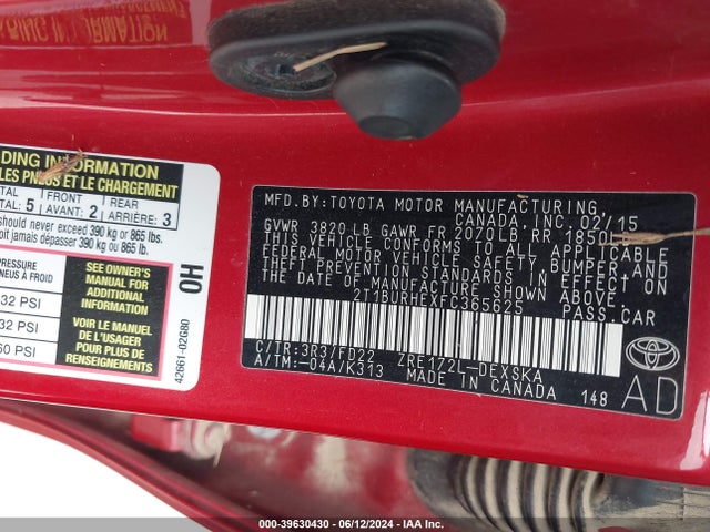 Toyota Corolla S Plus 2015 2T1BURHEXFC365625 Image 9
