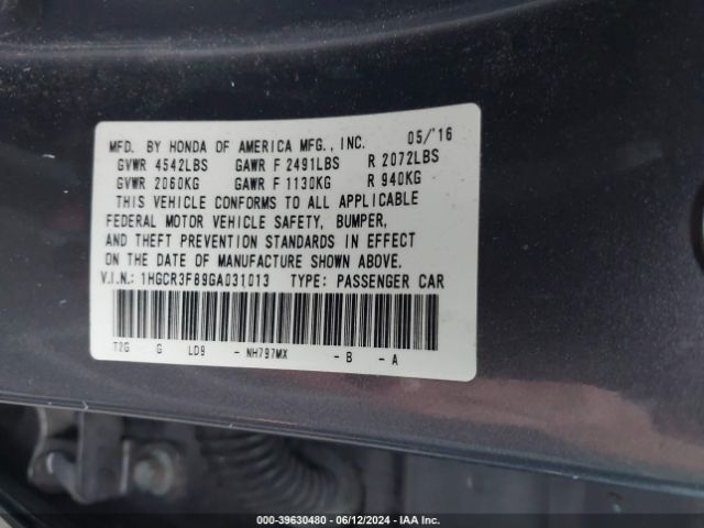1HGCR3F89GA031013 Honda Accord Ex-l V-6