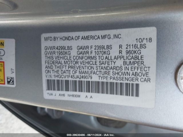 1HGCV1F45JA249079 Honda ACCORD EX