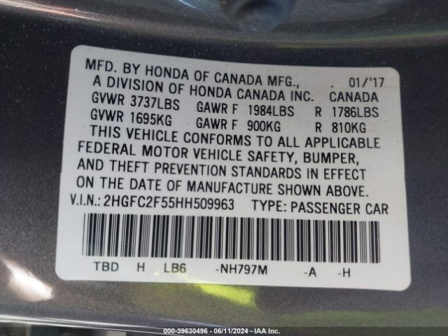 2HGFC2F55HH509963 Honda Civic Lx