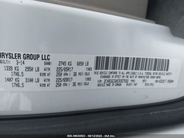 2C4RDGCG0ER357592 Dodge Grand Caravan Sxt
