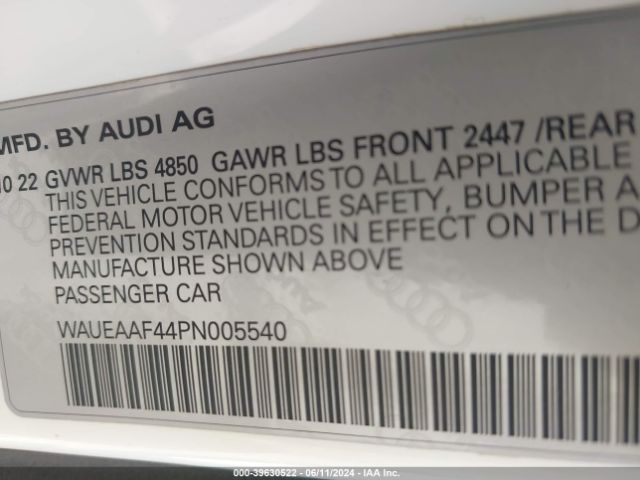 WAUEAAF44PN005540 Audi A4 Premium Plus 45 Tfsi S Line Quattro S Tronic