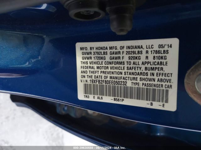 19XFB2F80EE050232 Honda CIVIC EX