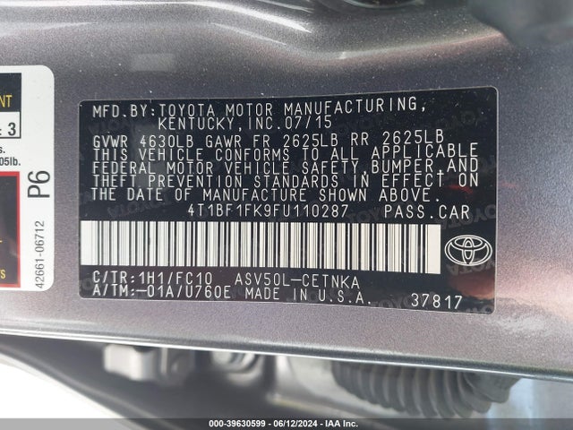 Toyota CAMRY LE 2015 4T1BF1FK9FU110287 Image 9