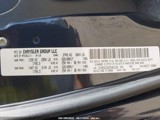 Dodge Grand Caravan Sxt 30th Anniversary 2014 2C4RDGCGXER361634 Image 9