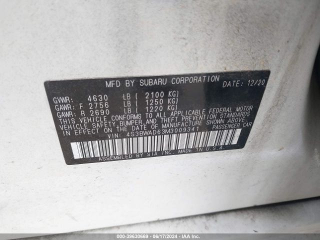 4S3BWAD63M3009341 Subaru Legacy Premium