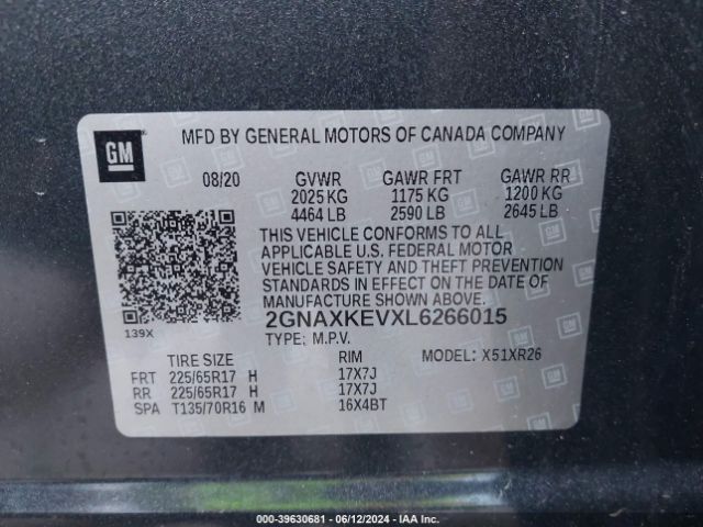 2020 CHEVROLET EQUINOX 2GNAXKEVXL6266015 Photo 8