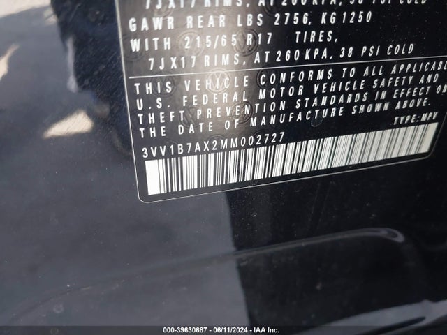3VV1B7AX2MM002727 Volkswagen Tiguan 2.0t S