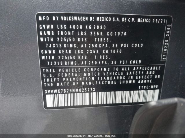3VVWX7B29NM025773 Volkswagen Taos 1.5t Se
