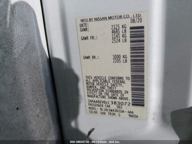 1N4AA6EV6LC383072 Nissan Maxima Sr Xtronic Cvt