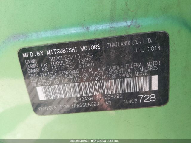 ML32A3HJ4FH008295 Mitsubishi Mirage De/rf