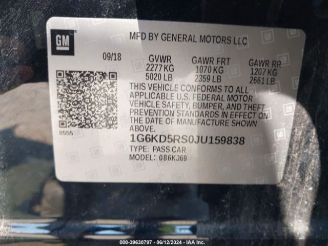 1G6KD5RS0JU159838 Cadillac CT6 LUXURY