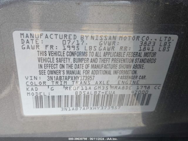 3N1AB7APXHY373957 Nissan SENTRA S