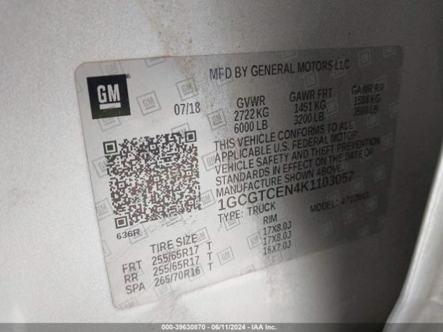 1GCGTCEN4K1103057 Chevrolet Colorado Lt