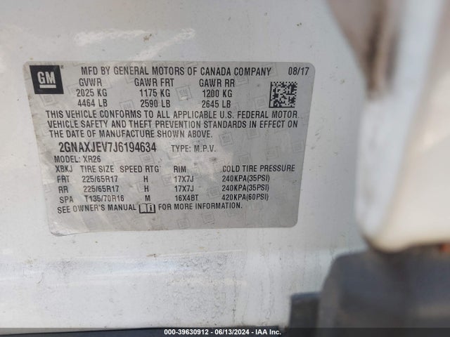 Chevrolet EQUINOX LT 2018 2GNAXJEV7J6194634 Image 9
