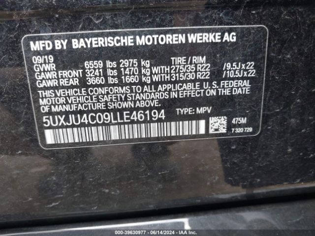 5UXJU4C09LLE46194 BMW X5 M50i