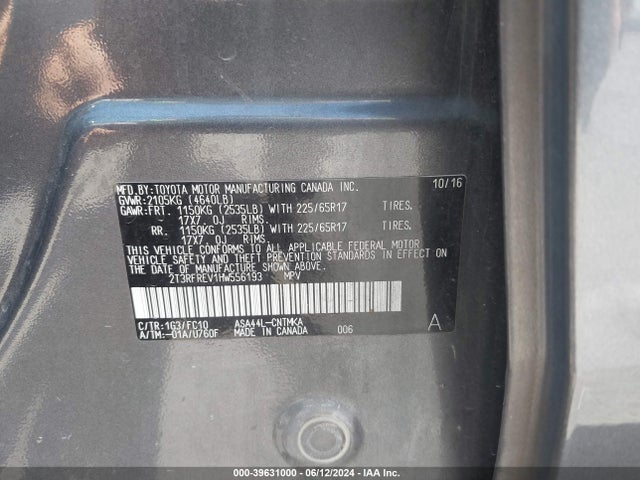 Toyota Rav4 Xle 2017 2T3RFREV1HW556193 Image 9