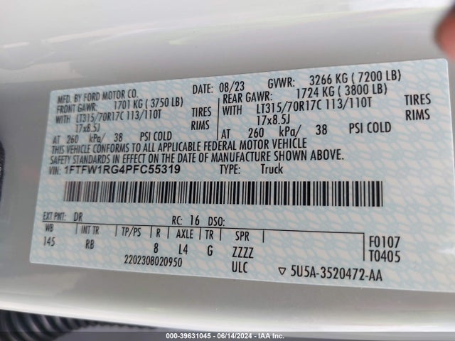 Ford F-150 Raptor 2023 1FTFW1RG4PFC55319 Image 9