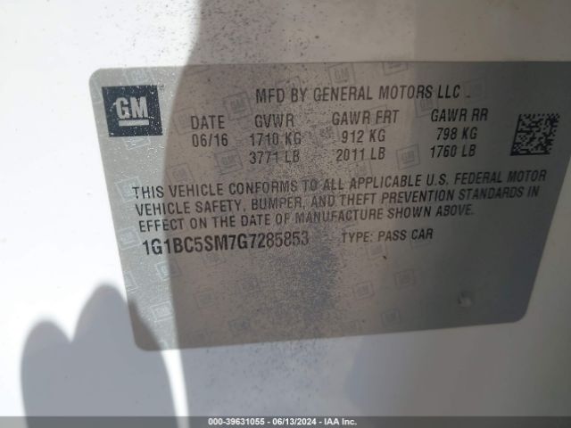 1G1BC5SM7G7285853 Chevrolet Cruze Ls Auto