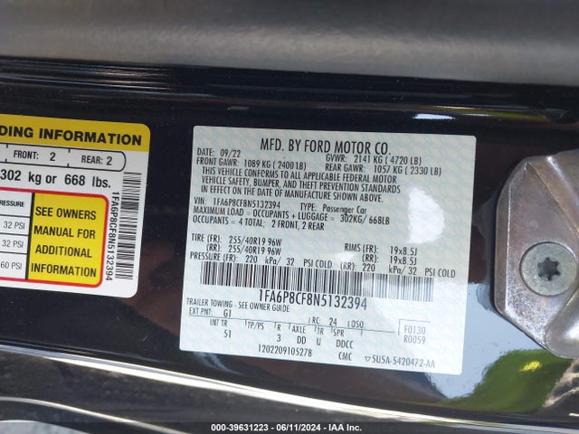 Ford Mustang Gt Premium Fastback 2022 1FA6P8CF8N5132394 Image 9