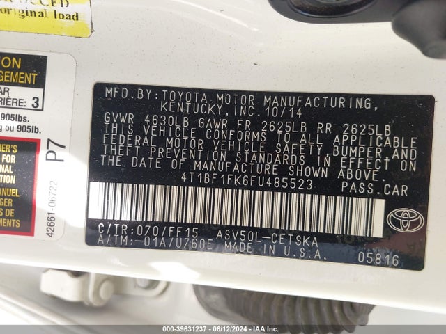 Toyota CAMRY SE 2015 4T1BF1FK6FU485523 Image 9
