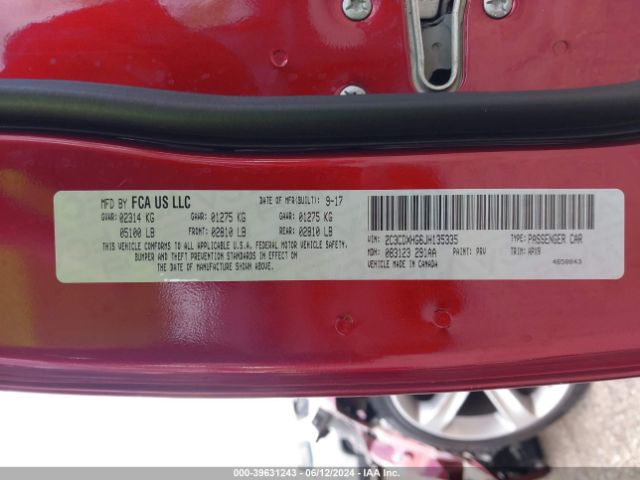 2C3CDXHG6JH135335 Dodge Charger Sxt Plus Rwd