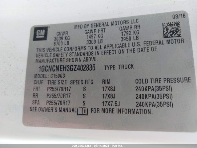Chevrolet Silverado 1500 Wt 2016 1GCNCNEH3GZ402836 Image 9