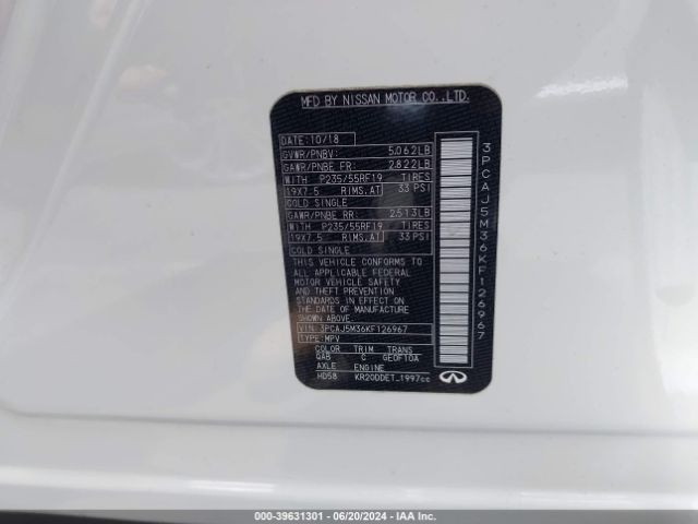 3PCAJ5M36KF126967 Infiniti Qx50 Essential