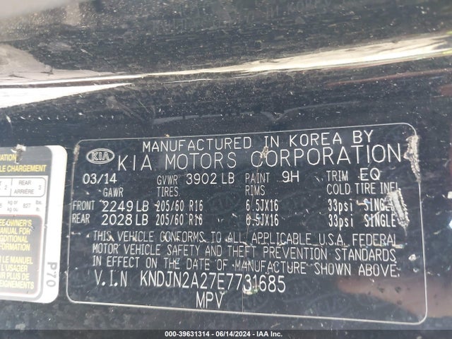 KIA Soul 2014 KNDJN2A27E7731685 Image 9