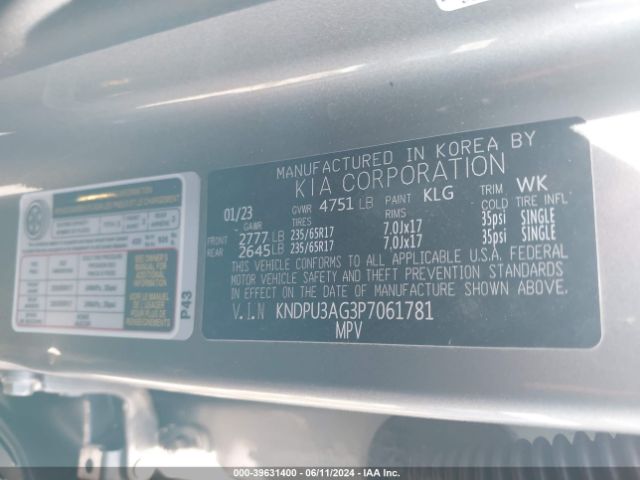 KNDPU3AG3P7061781 KIA Sportage Hybrid Lx